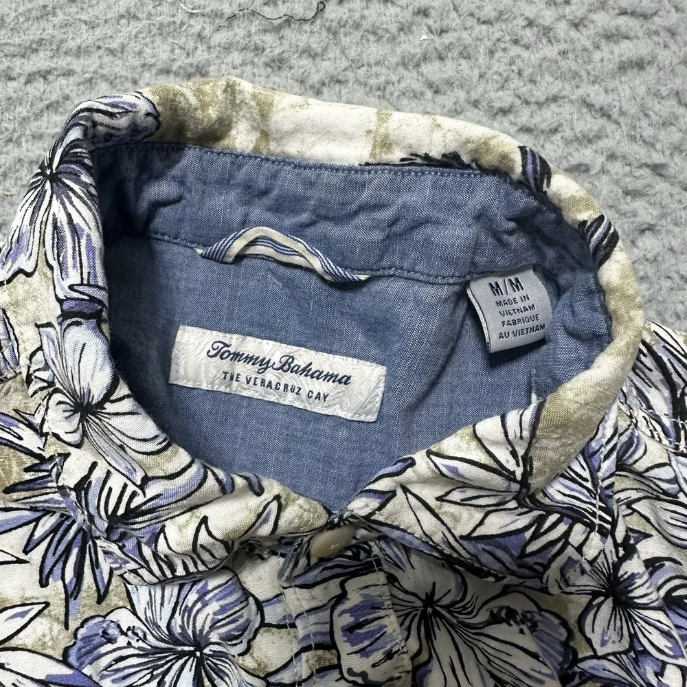 Tommy Bahama The Veracruz‎ Cay Shirt Men's Size M-Hawaiian Floral Beach Lenzing
